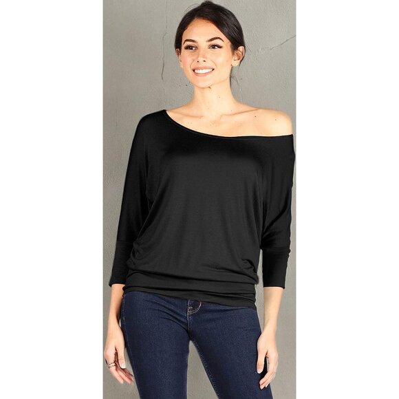 Women’s Dolman Tops 3 Pack Rayon Spandex Off Shoulder 3/4 Sleeve Plus Size - Picture 6 of 6